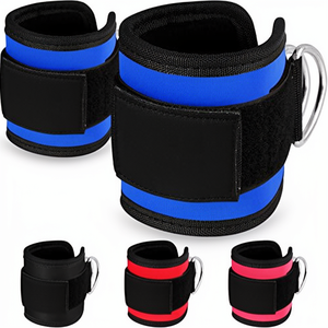 Custom Adjustable <b>Ankle</b> Straps Resistance Band Cuffs Padded D Ring Nylon Spandex Fitness Training <b>Support</b> - Product Image 1