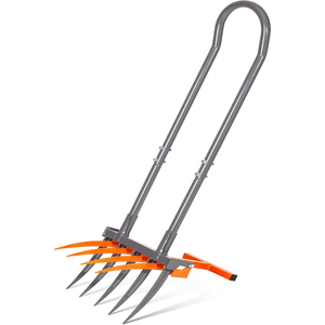 JH-Mech Fourche à main large pour mélanger le compost, facile à utiliser, robuste, 9 dents, en acier au carbone de haute qualité - Product Image 5