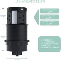 Circuit imprimé automatique à gaz hydraulique de type UK, installation autonome, puissance et données, prise rétractable, avec chargeur sans fil