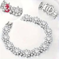 Bracelet Hip Hop en Moissanite Tournesol, en Argent S925 Plaqué Or Blanc 18K, Bracelet Tennis Floral Unisexe