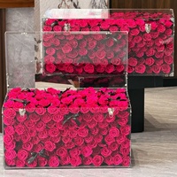 Rose éternelle stabilisée pour Noël, coffret cadeau sac à main, décoration de table en acrylique haut de gamme, cadeau fête des Mères