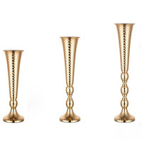 Grandes tables en métal doré décoration porte-fleurs décoration de mariage Vases trompettes pour centres de table de mariage