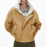 Blouson en polaire à col amovible, style vintage, col montant, noir, coupe décontractée, vêtement de travail pour homme
