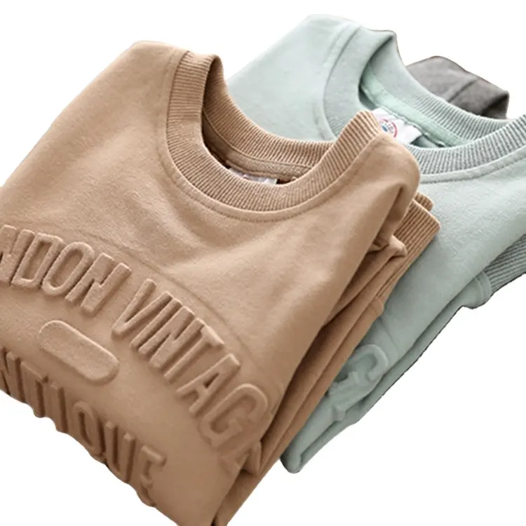 High quality Custom streetwear 3D emboss print hoodie embossed clothing sweatshirt