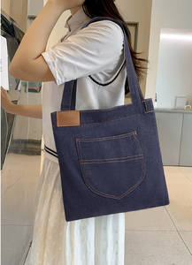 New Design Denim <b>Canvas</b> Tote <b>Bag</b> <b>Large</b> Capacity Single Shoulder <b>Bag</b> for Commuting Fashion Shopping <b>Bag</b> - Product Image 2