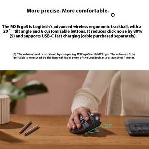 Para <span class=keywords><strong>Logitech</strong></span> MX Ergo S Ratón inalámbrico para juegos de modo dual LED óptico Mini PC Portátiles Oficina CAD Precisión Pantalla cruzada para USB 3D - Product Image 2
