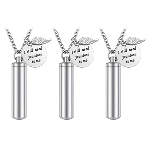 Collana catena lusso più venduta, medaglione cilindro disco ala d’angelo ricordo animale, collana nome personalizzato - Product Image 1