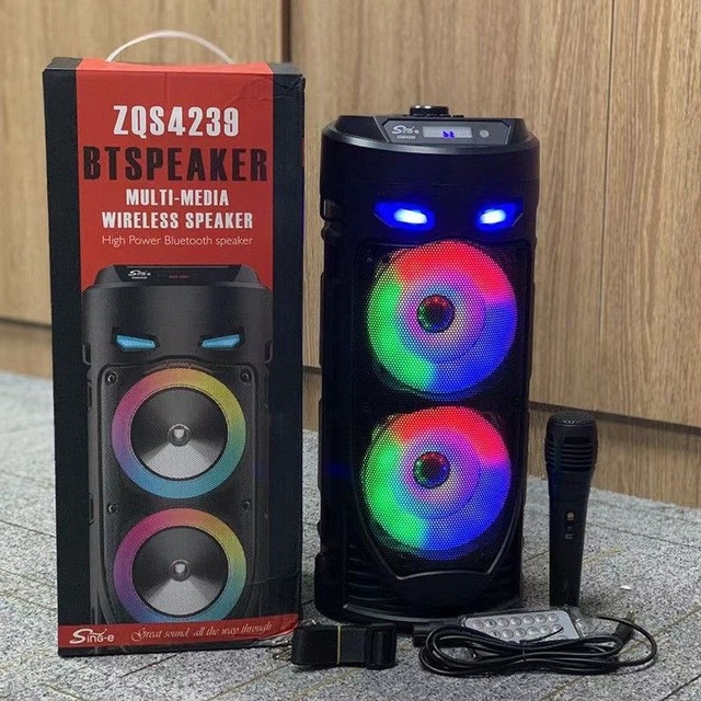 Dual 4 Inch Trolley Led Light Bluetooth Karaoke Speaker With Wired Microphone Best Outdoor Bluetooth Party Speaker for Singing