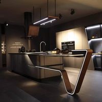 Italienischer Luxuriöser Rechteckiger Insel-Esstisch mit Steinplatte und Integriertem Edelstahl-Ausziehtisch Multifunktional