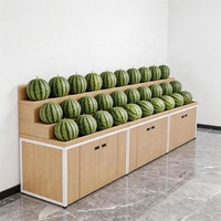 Modern anti-roest stalen houten fruitpresentatiestandaard voor supermarkt, groenten- en fruitwinkel, winkelinrichting en merchandising