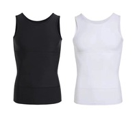 Chemise de compression amincissante pour hommes, gilet en nylon à manches courtes pour le soutien de la poitrine et de l'abdomen et à porter au quotidien