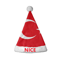 Chapeau de Noël personnalisé au design tunisien, bonnet de Noël en polaire avec pompon blanc, couvre-chef festif pour les fêtes, le cosplay et les réunions de famille