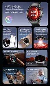 Smart Watch ET460 with Leather Strap 1.47 Inch AMOLED ECG Blood Monitor SOS BT Call IP68 <b>Waterproof</b> Fitness Tracker - Product Image 6