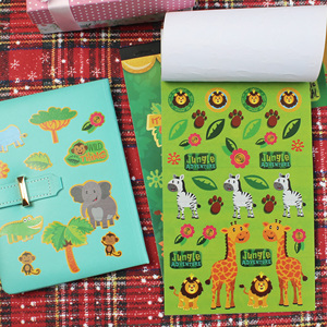 Lot d'autocollants <span class=keywords><strong>animaux</strong></span> de la jungle pour enfants (196 pièces) - Autocollants <span class=keywords><strong>sauvages</strong></span> de safari assortis pour tout-petits, cadeaux de fête et emballage cadeau - Product Image 6