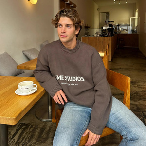 Cardigan in Maglia Jacquard con Scritta <span class=keywords><strong>EME</strong></span>, Stile Europeo e Americano, Autunno-Inverno, Pullover Oversize per Uomo e Donna - Product Image 2