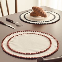 Set de table carré personnalisable en lin uni de style européen, brodé, isolant thermique, pour la décoration de la maison