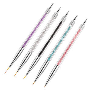 Ensemble de 5 pièces de pinceaux d'art d'ongle de détail de qualité supérieure, <span class=keywords><strong>Double</strong></span> pointe, perles colorées, poignée en acrylique, ensemble de pinceaux d'art d'ongle en Gel - Product Image 6