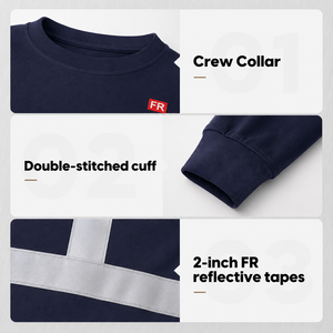 Chemise de sécurité personnalisée FR NFPA 2112 Coton Jersey Tricot Vêtements de travail Huile Gaz Vêtements de travail <span class=keywords><strong>ARC2</strong></span> Coutures soudées Niveau B - Product Image 4
