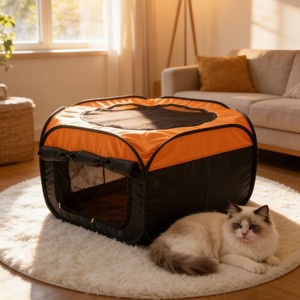 Nichoir pliable portable pour chat, rond, respirant, facile à assembler, pour usage intérieur - Product Image 3