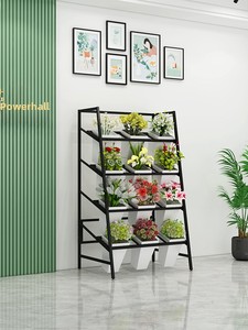 Espositore per Fiori da Fiorista, Scaffale in <span class=keywords><strong>Ferro</strong></span> <span class=keywords><strong>Battuto</strong></span> Trapezoidale a Più Livelli, Stile Semplice, per Interni - Product Image 3
