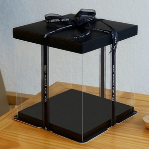 Food Grade Black Square Shape Gift Packaging Box Transparent Cake <b>Boxes</b> Design - Product Image 3