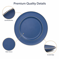 Assiettes de présentation bleues perlées rondes en plastique de 13 pouces, décoratives pour mariage, fête, Noël