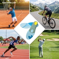 Semelles de sport avec soutien de la voûte plantaire, respirantes, confortables, légères, antichoc, amorti haute élasticité, plaque en gel Poron PU/Nylon pour la marche