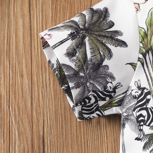 Mới Mùa Hè Chàng Trai Quần Áo Thiết Lập Lá In Quần Short Thiết Lập Bãi Biển Kỳ Nghỉ Phong Cách Ngắn Tay Áo Quần Short Hai Mảnh Thiết Lập - Product Image 4