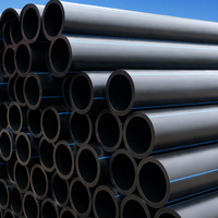 Tuyau d'irrigation en polyéthylène haute densité (HDPE) à haute résistance, noir et bleu rayé, pour projets de distribution d'eau agricole