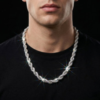 Nouveau Collier Homme Hip-hop Européen et Américain 2025, en Alliage de Zinc 10mm avec Incrustations de Diamants, Chaîne Tressée Massif, Tendance, pour le Commerce Transfrontalier