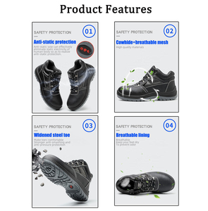 Zapatos de Seguridad JIANKUN CE S3 para Hombre, Corte Medio, Parte Superior de Cuero Repujado, Puntera de Acero, Antiestáticos, Protección Contra Impactos, para Construcción - Product Image 2