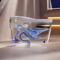 Nouvel arrivage : Siège de toilette électrique chauffant autonettoyant intelligent avec télécommande, cuvette carrée, siphon en S, chasse d'eau automatique et bidet intégré
