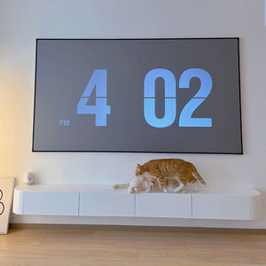 Meuble TV mural ultra-étroit en bois massif Wan Yusen avec panneau en pierre frittée pour salon, chambre et petit appartement - Product Image 2