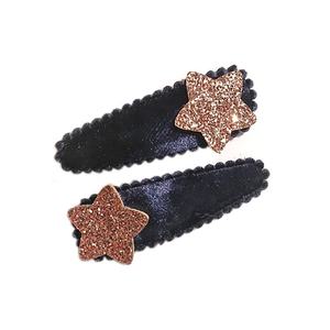 Mini pinces à cheveux en tissu tendance pour bébés et enfants, motif étoile mignon, 2 pièces pour filles, vente en gros, dernier design - Product Image 2