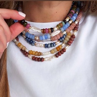 Collana con Ciondolo di Perle Barocche d'Acqua Dolce, Set di Gioielli Fatti a Mano con Perline in Pietra Naturale Colorata per Donne
