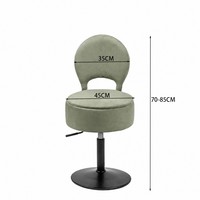Tabouret de bar pivotant vert sauge nordique avec rangement, dossier pliable et hauteur réglable – Chaise de comptoir pour salon