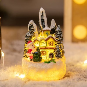 Resin <strong>Christmas</strong> <strong>Village</strong> Figurines LED Lighted <strong>Christmas</strong> <strong>Village</strong> <strong>Houses</strong> Miniature Indoor Room Decor Collectible Buildings - Product Image 4