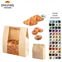 Sac à pain en papier kraft brun avec fenêtre, pour emballage de pain au levain et de toasts, sac alimentaire de conservation, avec étiquette autocollante personnalisable