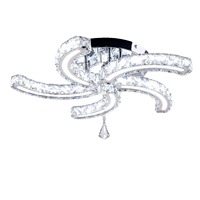 Lustre moderne en acier inoxydable et cristal, avec bras LED en acrylique, pour salle à manger et chambre, éclairage de plafond, intensité réglable, décoration intérieure transfrontalière