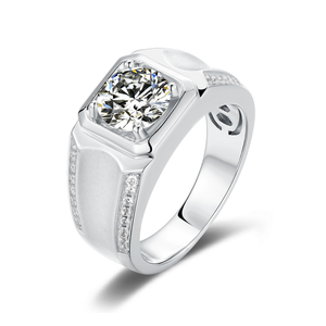 แหวนผู้ชาย S925เครื่องประดับเงินสเตอร์ลิง1กะรัต D VVS Moissanite แหวนทองคำขาวชุบเครื่องประดับแหวนแต่งงานสำหรับผู้ชาย - Product Image 1