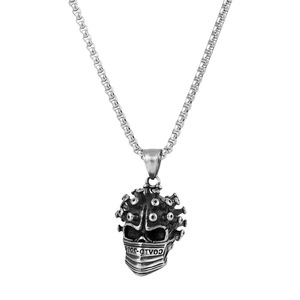 Collar de acero inoxidable con colgante de calavera y virus de Yunnique, cadena de 60 cm, diseño geométrico de esqueleto, joyería de moda - Product Image 5