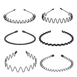 SongMay المعادن رباط شعر للرجال المرأة عقال الرياضية الأزياء متموجة رباط شعر s للجنسين أسود رباطات - Product Image 2