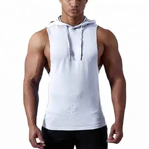 Streetwear Supplier Mens Tank Tops Workout Hooded Bodybuilding Muscle Sleeveless Gym Hoodies