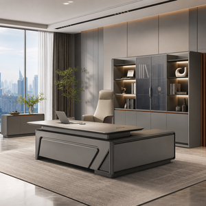 Ensemble de bureau de direction de luxe, mobilier de bureau complet avec armoire latérale, bibliothèque, table basse, chaise de patron en cuir - Product Image 2