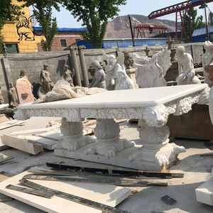 Blve Tay Chạm Khắc lớn ngoài trời công viên sang trọng tự nhiên đá sư tử đầu trắng đá cẩm thạch vườn bảng và băng ghế dự bị cho biệt thự - Product Image 6