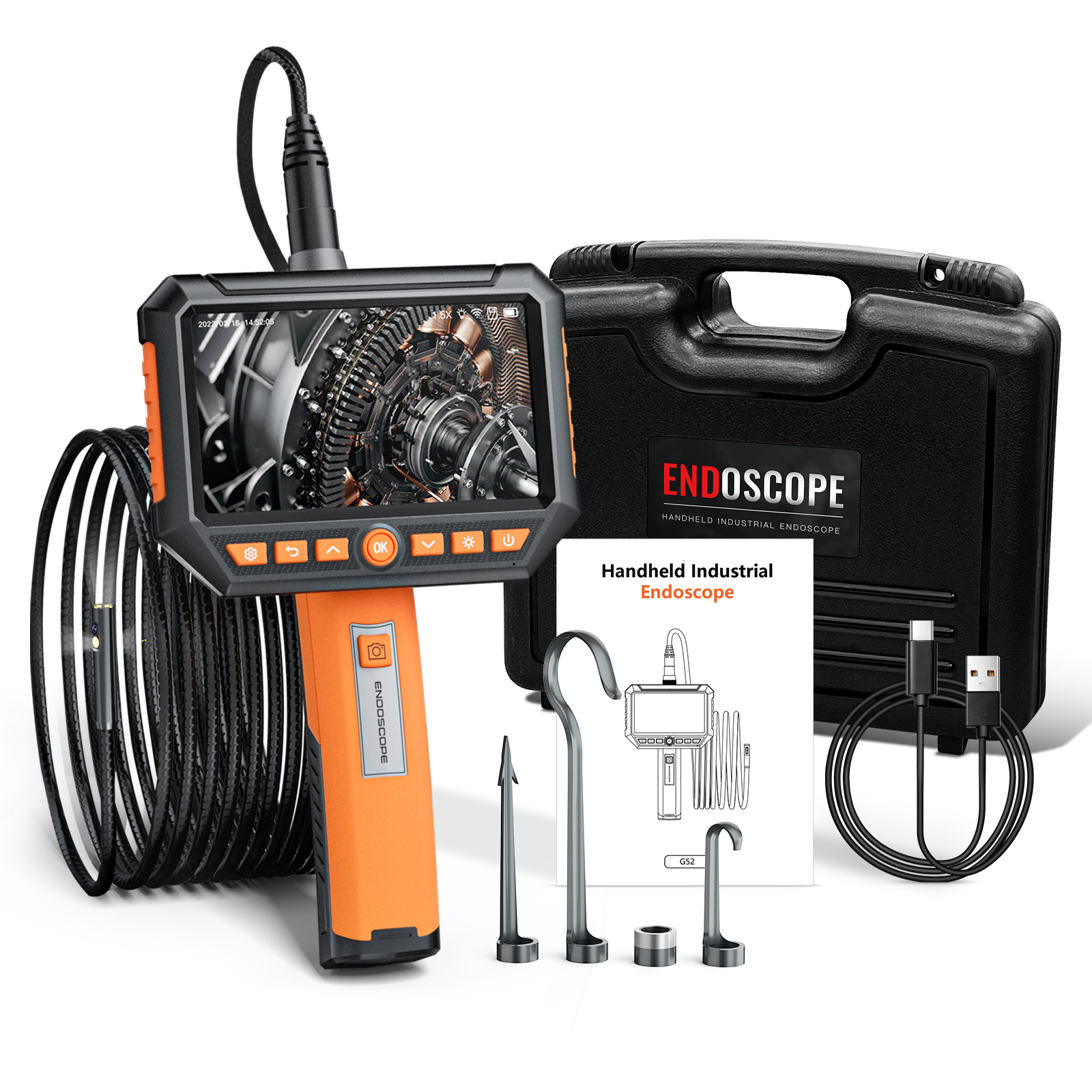 Камера-эндоскоп с одним объективом 3,9 мм, 5 дюймов, 1 м, 1080P