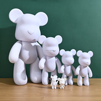 Fluide Ours À La Main DIY Résine Peint Strass Ours Poupée Doodle Blanc Jouet Non-Gypse En Gros