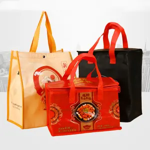 Manufacturers Custom Foods Cooler Bag Non-woven Food Delivery Cooler Bag Portable Carryout Cooler Bag For Food Delivery Gift