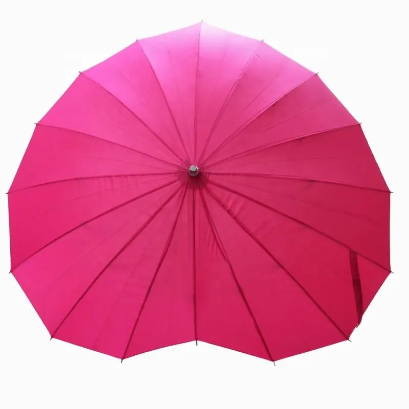 Mesdames et parapluie de fantaisie de la mode des hommes, parapluie en forme de coeur rose à la mode de Sun