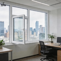 Fenêtre à battant en PVC pour centre commercial, système UPVC, avec verre, matériau PVC, coupe-vent et design contemporain